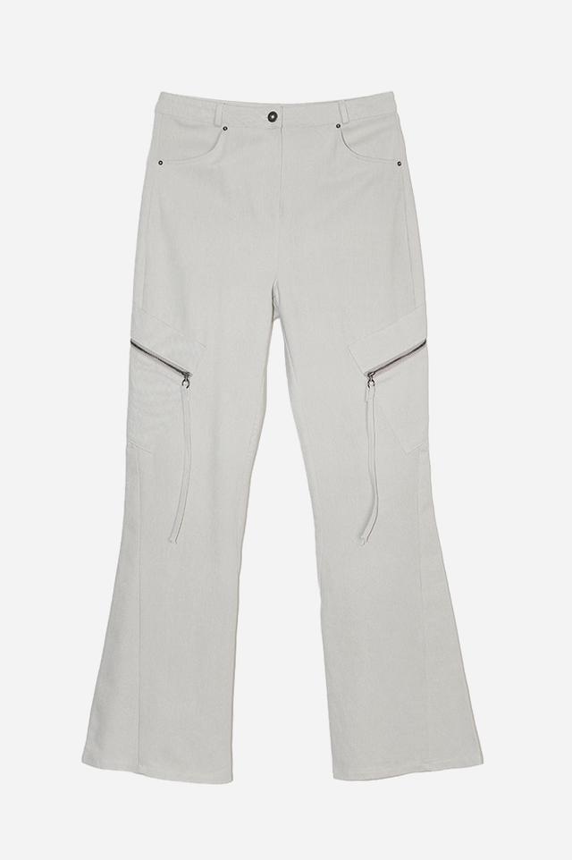 SOLID ZIPPER BOOTCUT PANTS