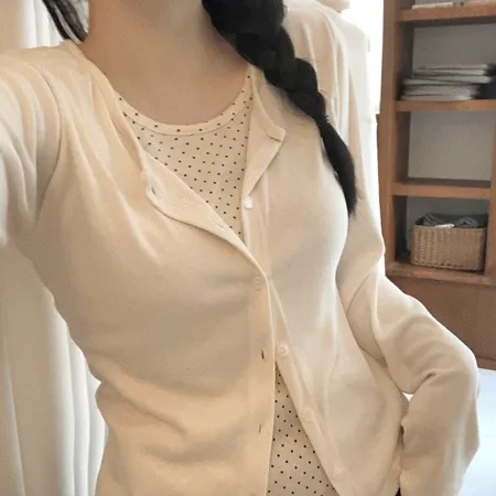 [-3kg핏!땡땡🤍]일체형 레이어드 도트 땡땡이 긴팔 가디건 3color