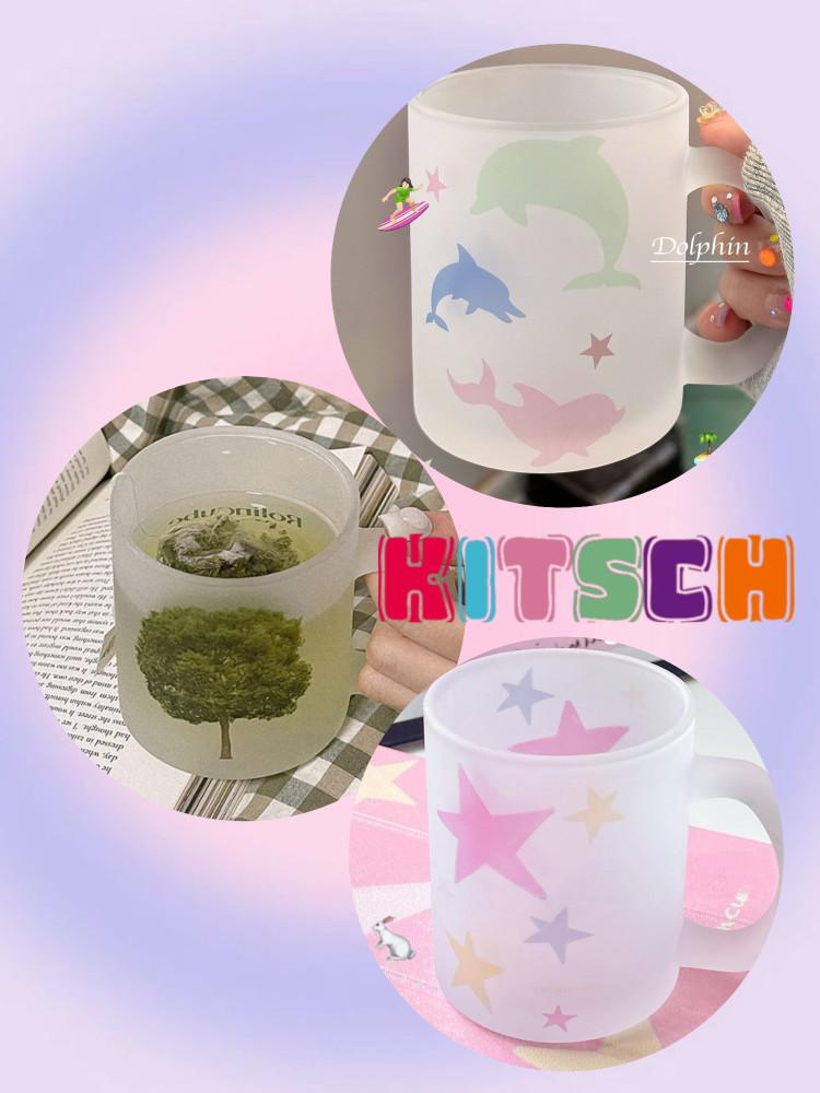 수심 Kitsch Mug 유리컵 머그 돌고래 나무 별 스타 귀여운 유니크 트리 풍경 감성