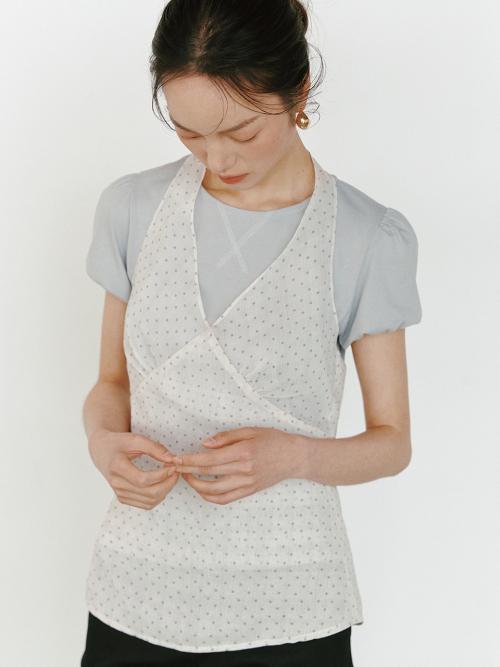 도트 홀터넥 뷔스티에_아이보리