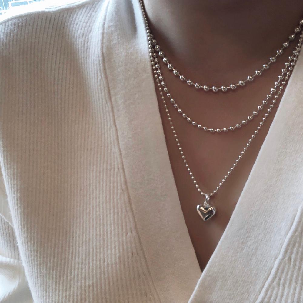 실버 925 2mm 3mm 베이직 실버 볼체인 목걸이 - 41cm 45cm 50cm