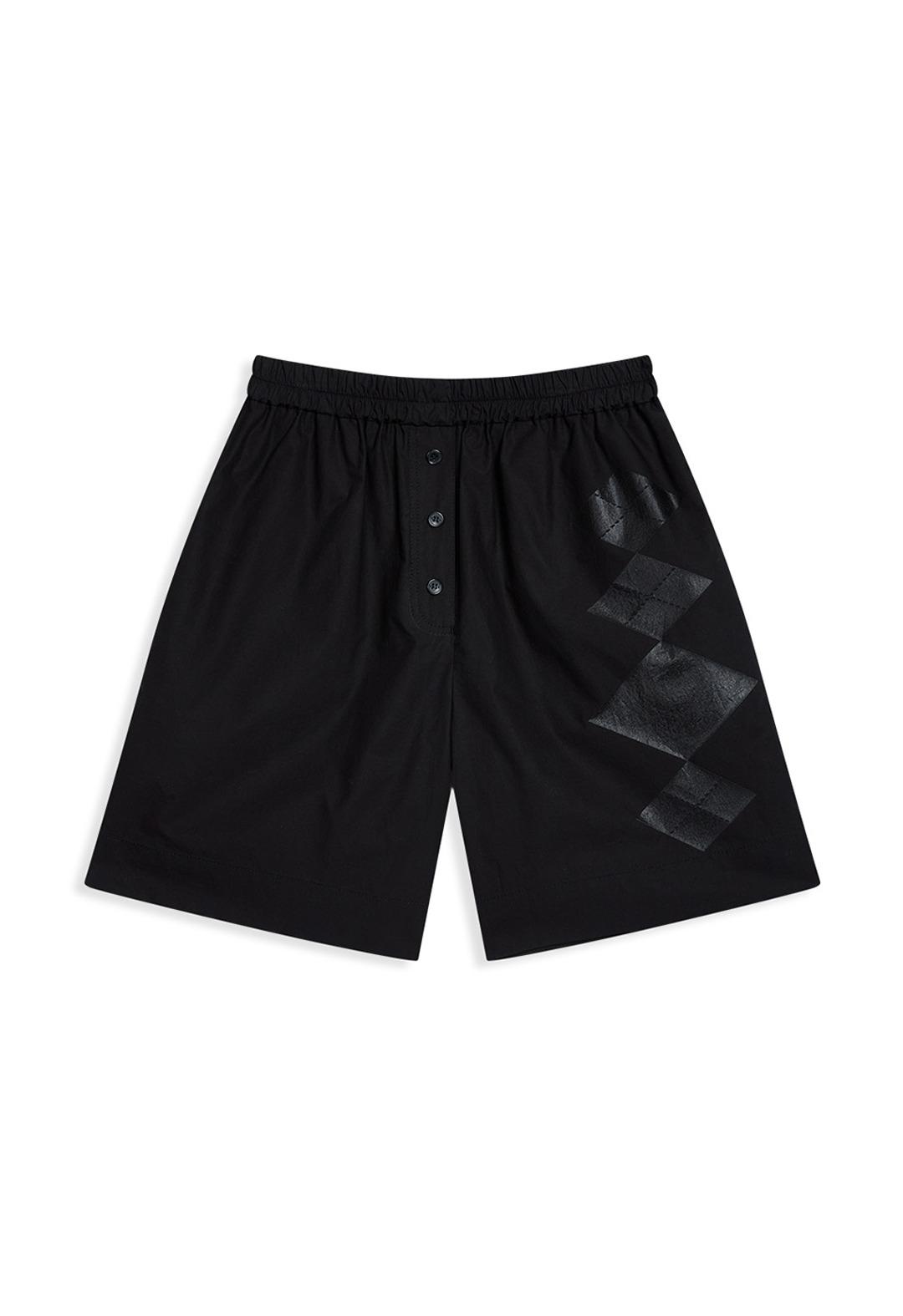 ARGYLE PAJAMA SHORTS, BLACK