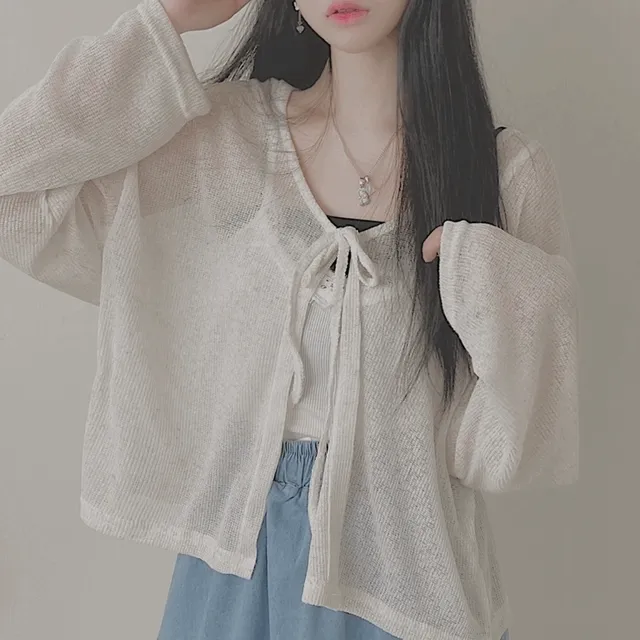 (당일🚀)pray for you 썸머 리본 루즈핏 여름 긴팔 가디건