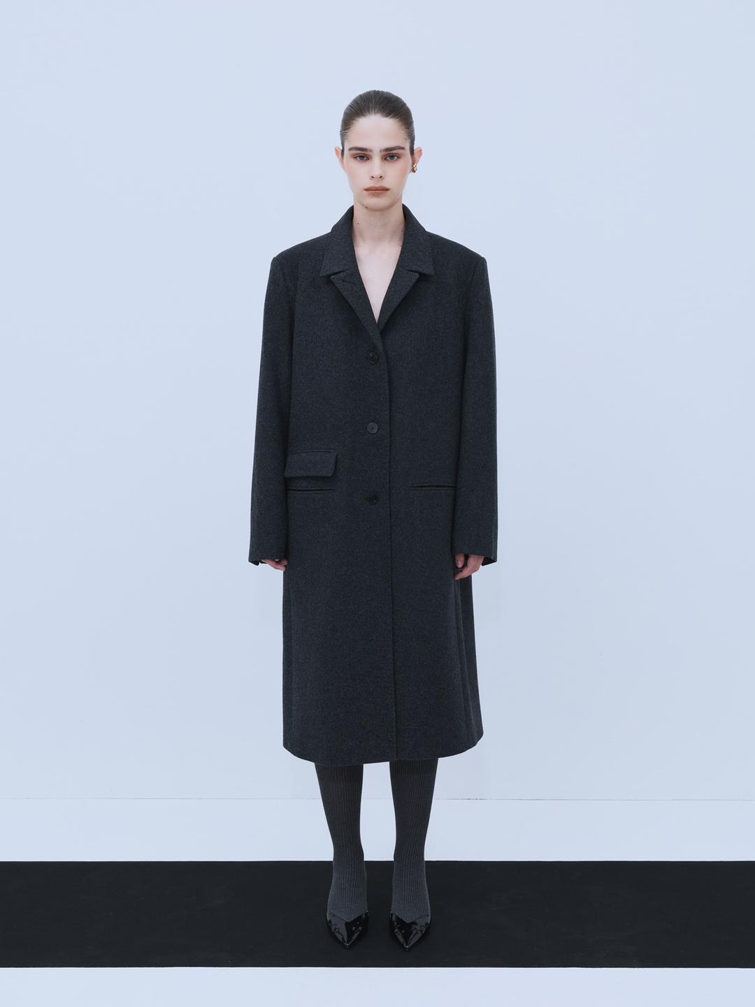 [11월 07일 예약 배송] ALGOL tailored single breasted wool coat Charcoal Grey