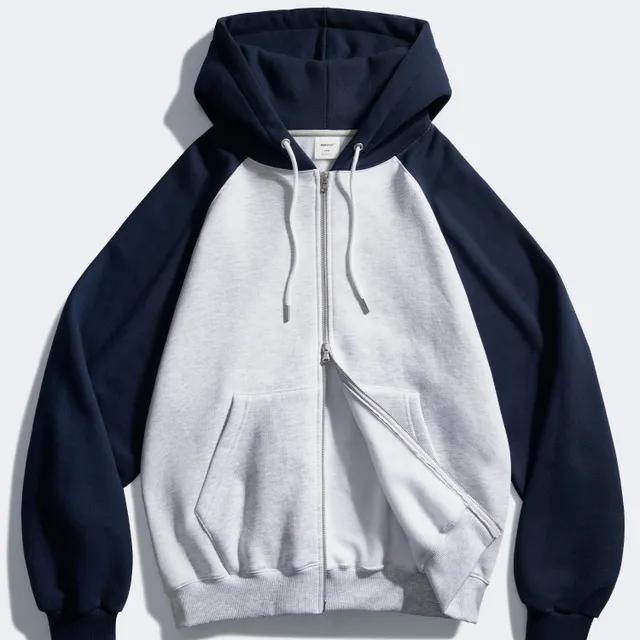 [퍼스텝] 파인 디바이드 후드집업 멜란지화이트/네이비 JUHD4615
