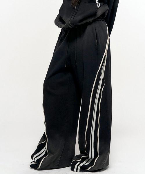 HIDDEN LINE ZIPPER SWEATPANTS BLACK