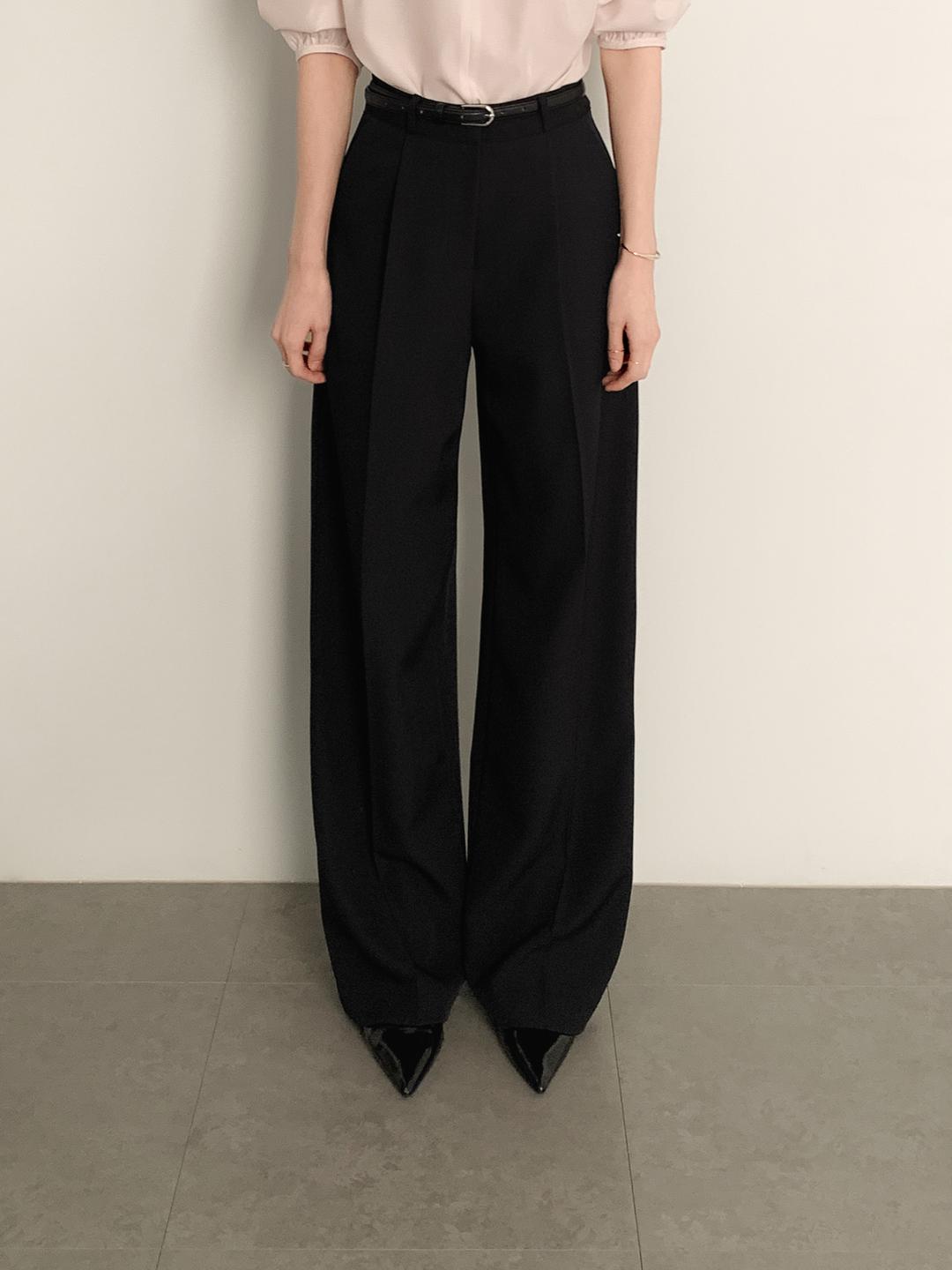 사색 런던 릴렉스드-스트레이트 트라우저 (블랙)