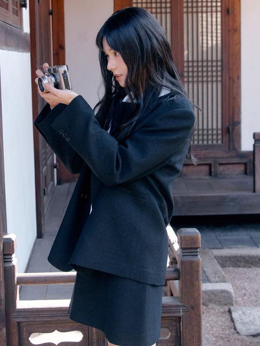 24SN collarless double jacket [BK]