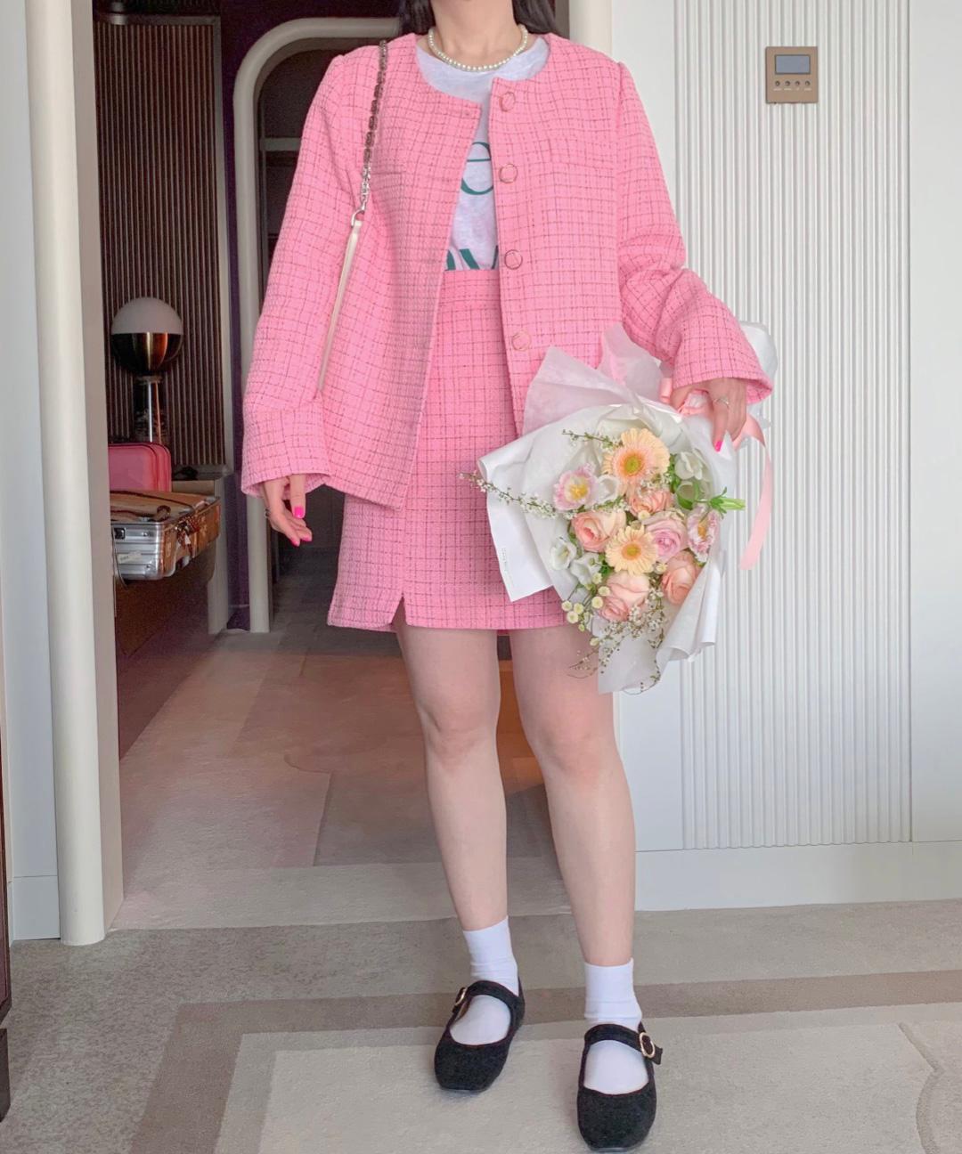 ❤️당일발송[~100추천]빅사이즈 트위드 자켓&스커트 투피스 셋업 하객룩 오피스룩 격식룩 세트 러브미