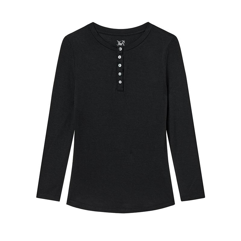 AB HENLEY NECK TOP (BLACK)