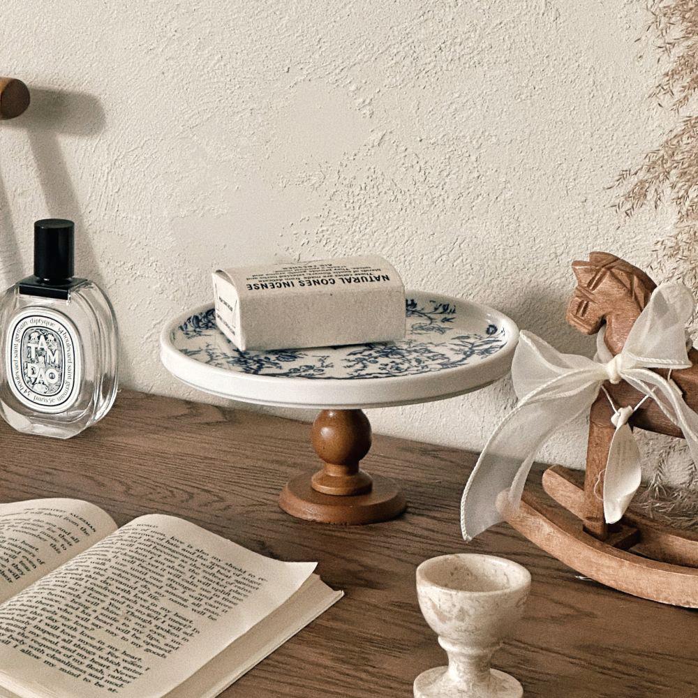 유월가게 프렌치 빈티지 스탠드 우드트레이 악세사리 향수 소품 트레이