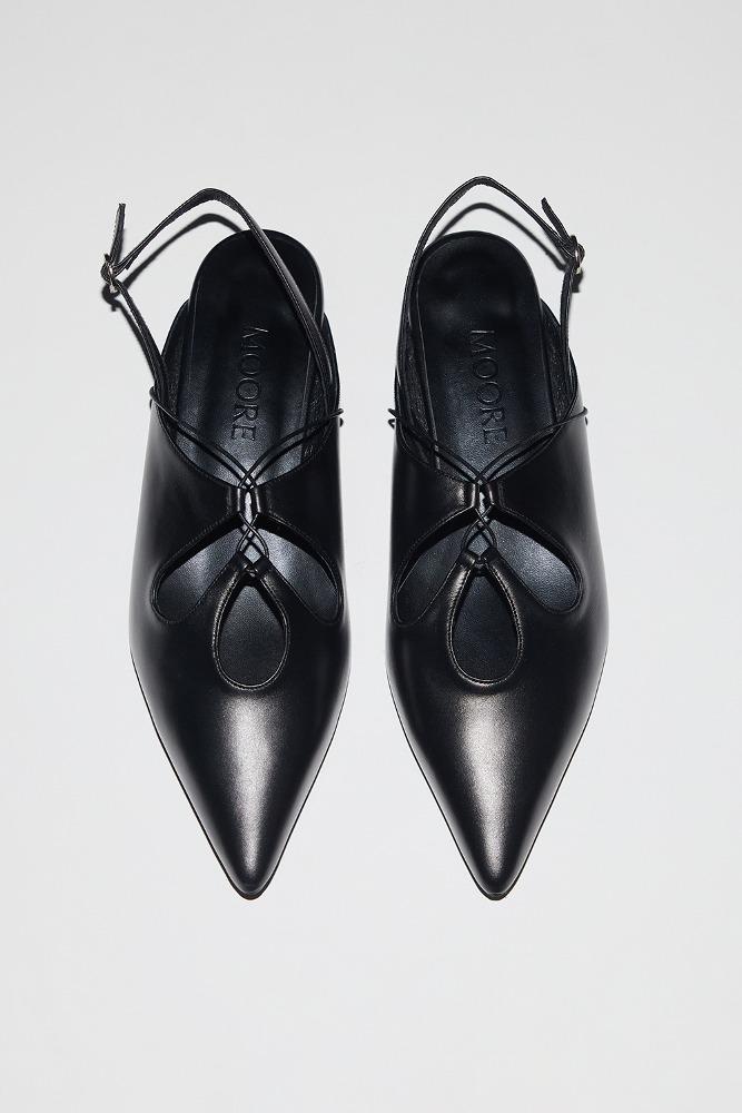 Pointed 3 holes slingback_Black