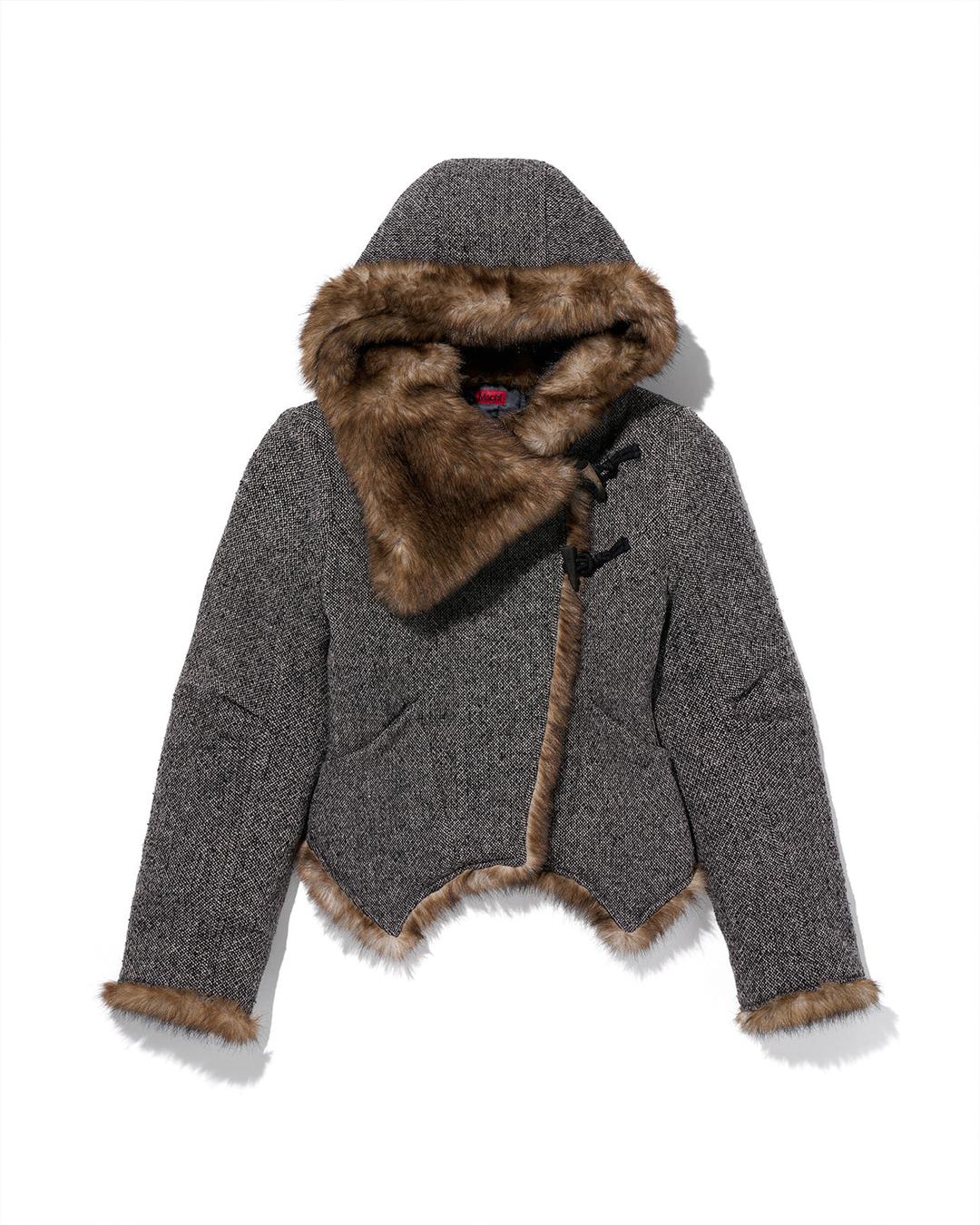 FAUX FUR VESPER JACKET_WHITE/BLACK