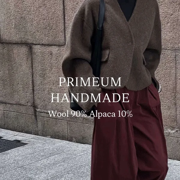 [울90%] 어반 노카라 핸드메이드 알파카 숏코트 겨울아우터 (3color) 키작녀 겨울신상 하객룩 가벼움 더블코트