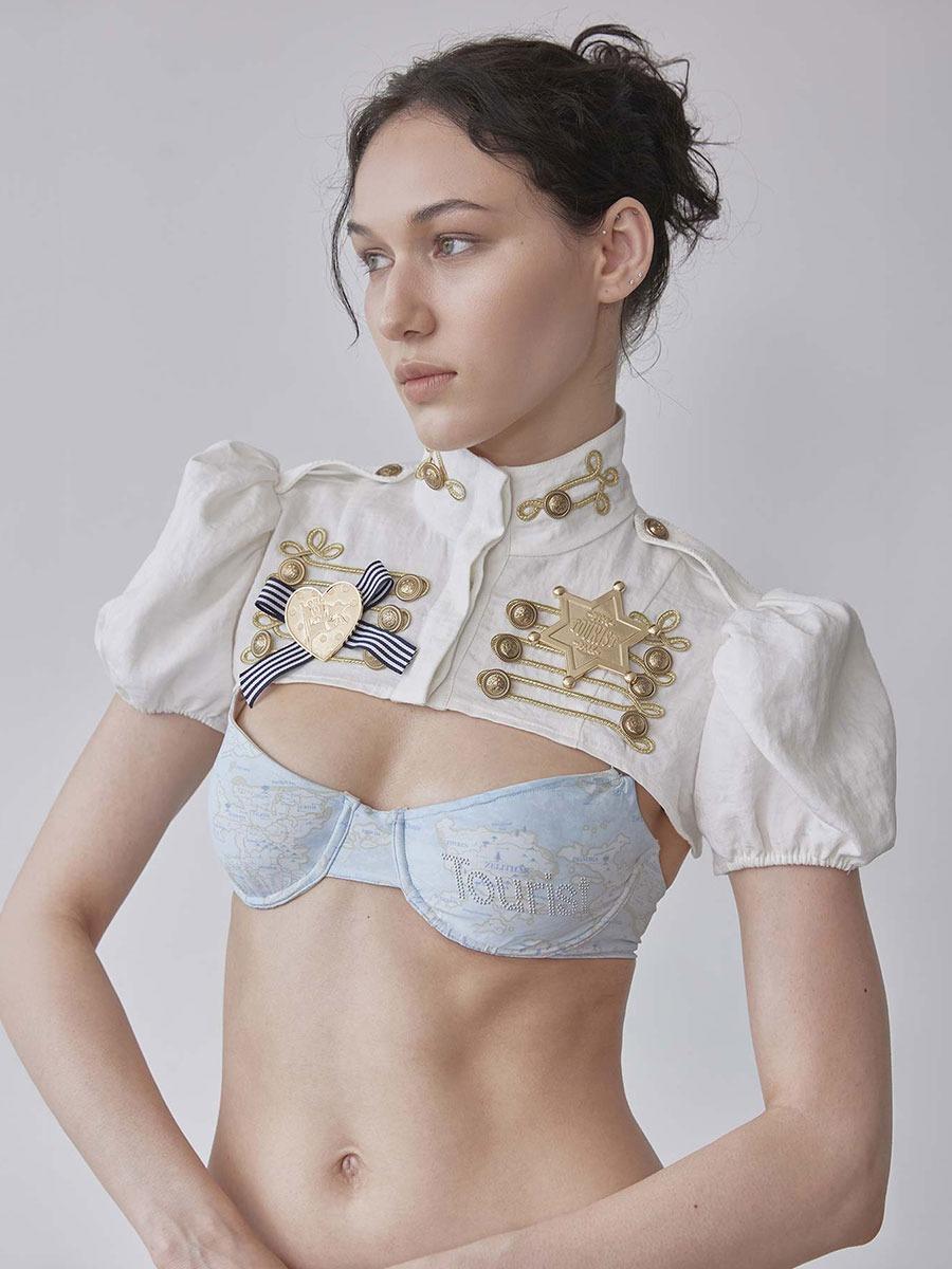 [SCULPTOR] Marine Crop Shirt - White