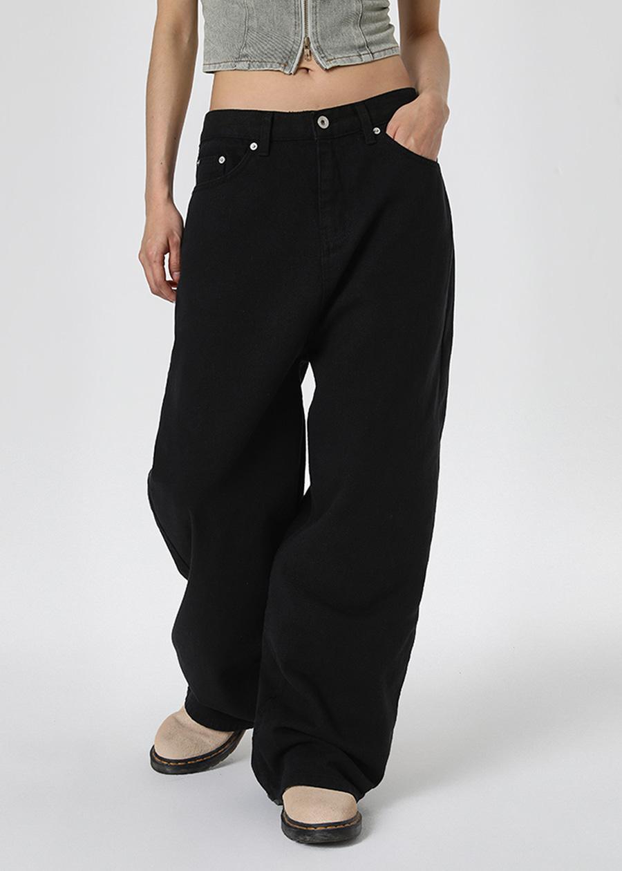 블랙업 [6만장판매] (UNISEX) 미런 와이드 코튼팬츠