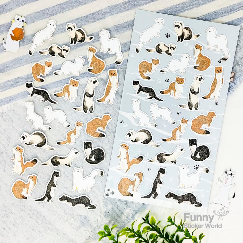 퍼니스티커 팬시 동물 스티커 TB-205 WEASEL 족제비 아트지 스티커