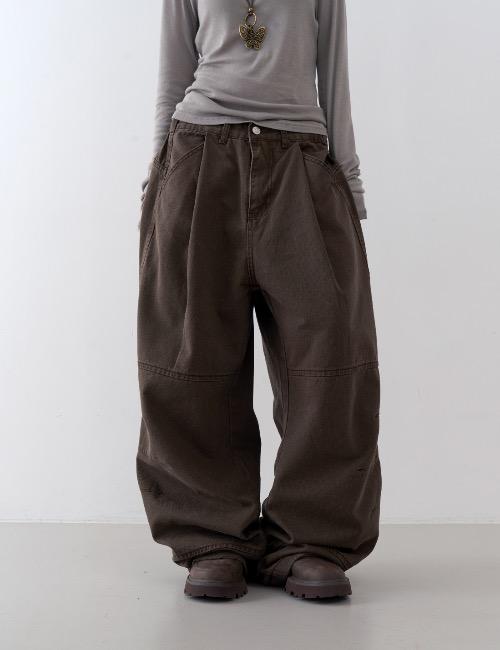 로웨어 curved slit wide pants