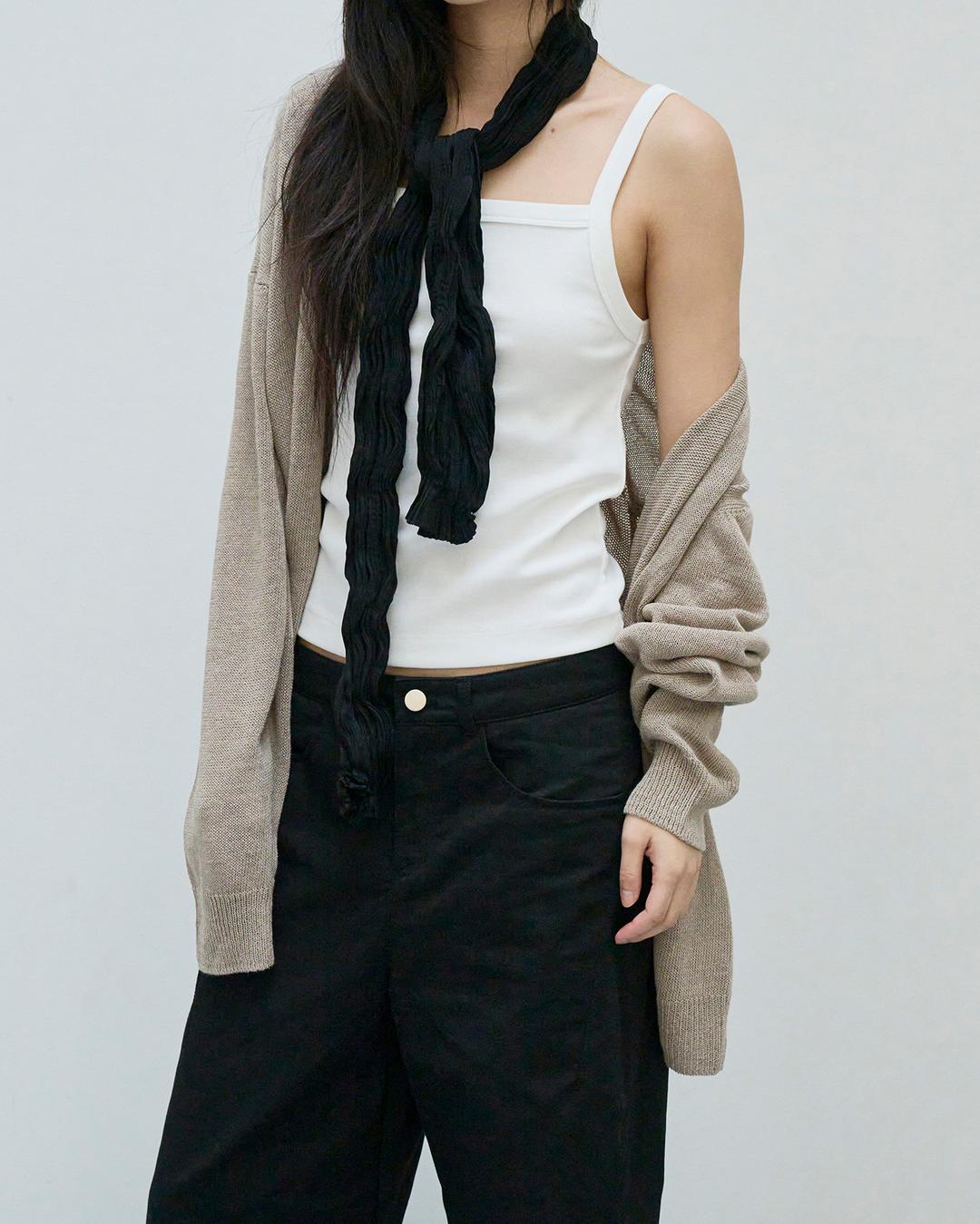 (Scarf) Double pleats scarf (black)