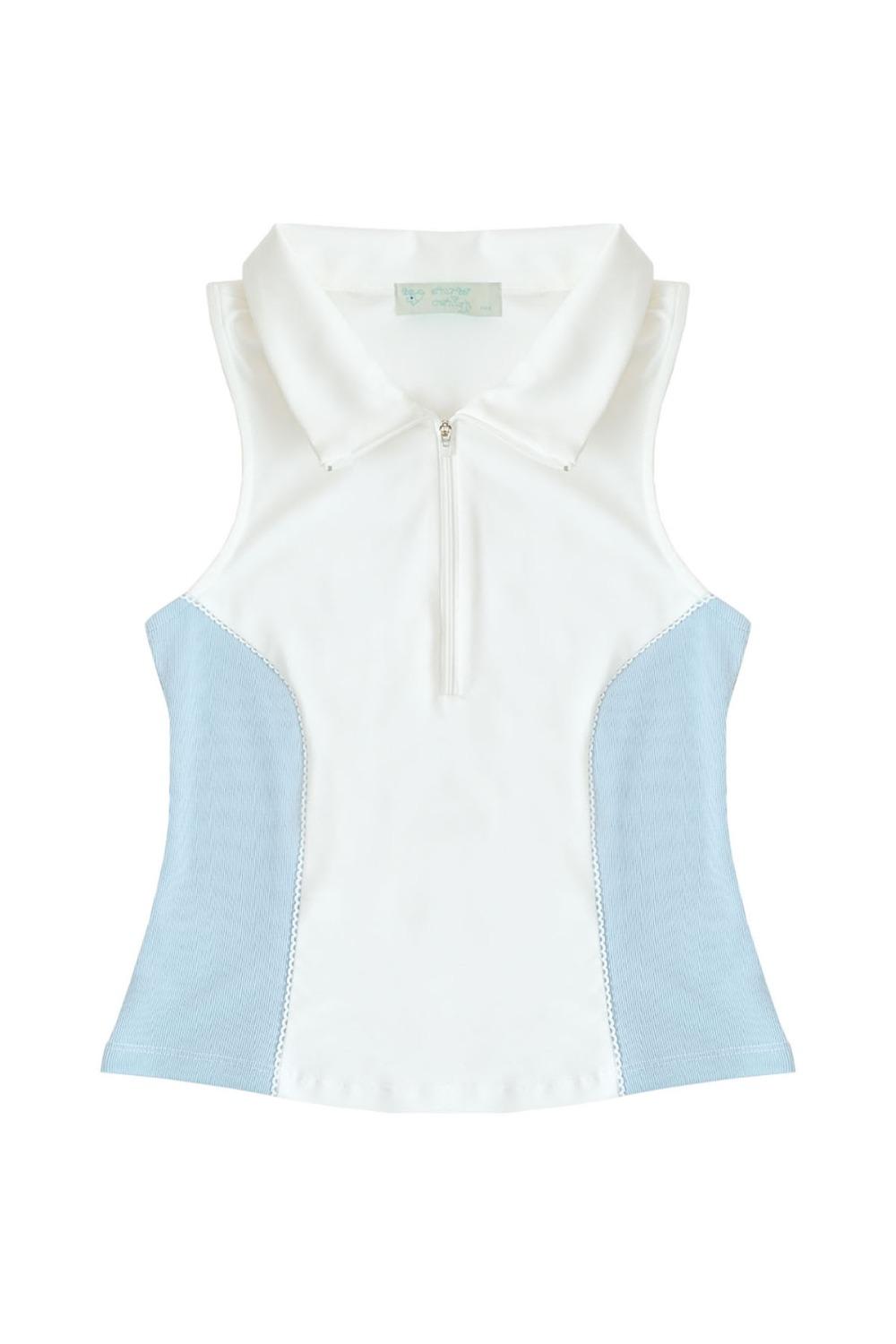 Zip-Up Sleeveless Sky Blue