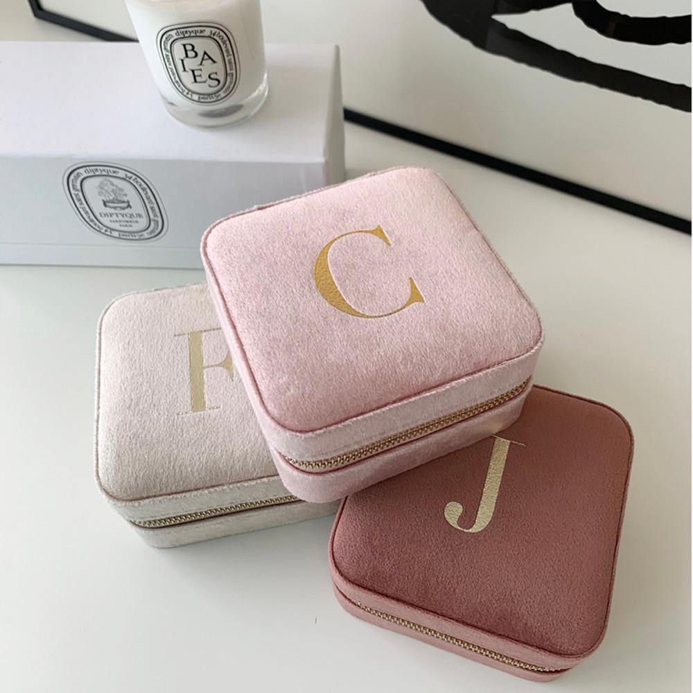 이니셜 벨벳 주얼리박스 포터블 5컬러 알파벳 선택 보관함 보석함 정리함 쥬얼리박스 비비안