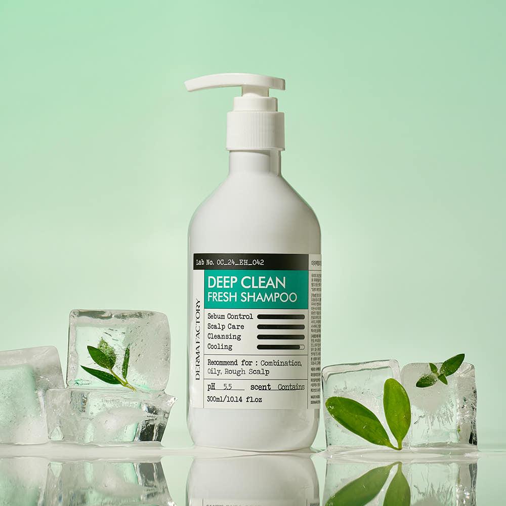 [비건인증] 더마팩토리 딥 클린 프레시 샴푸 300ml / 지성샴푸 정수리냄새케어 쿨샴푸 떡진두피 딥클렌징샴푸 탈모샴푸 유분케어
