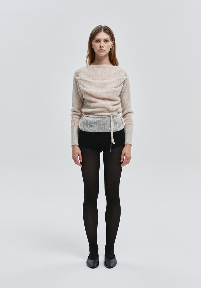 Belted Mohair Sweater in Ivory