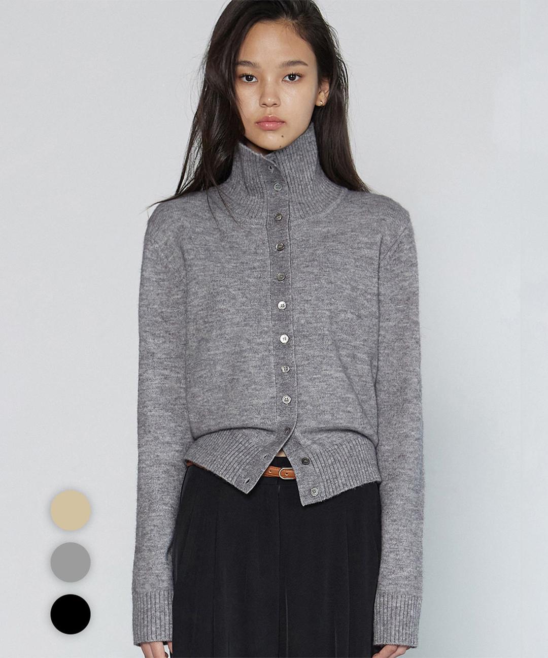 [30%쿠폰]HIGH NECK BUTTON CARDIGAN (3 color)