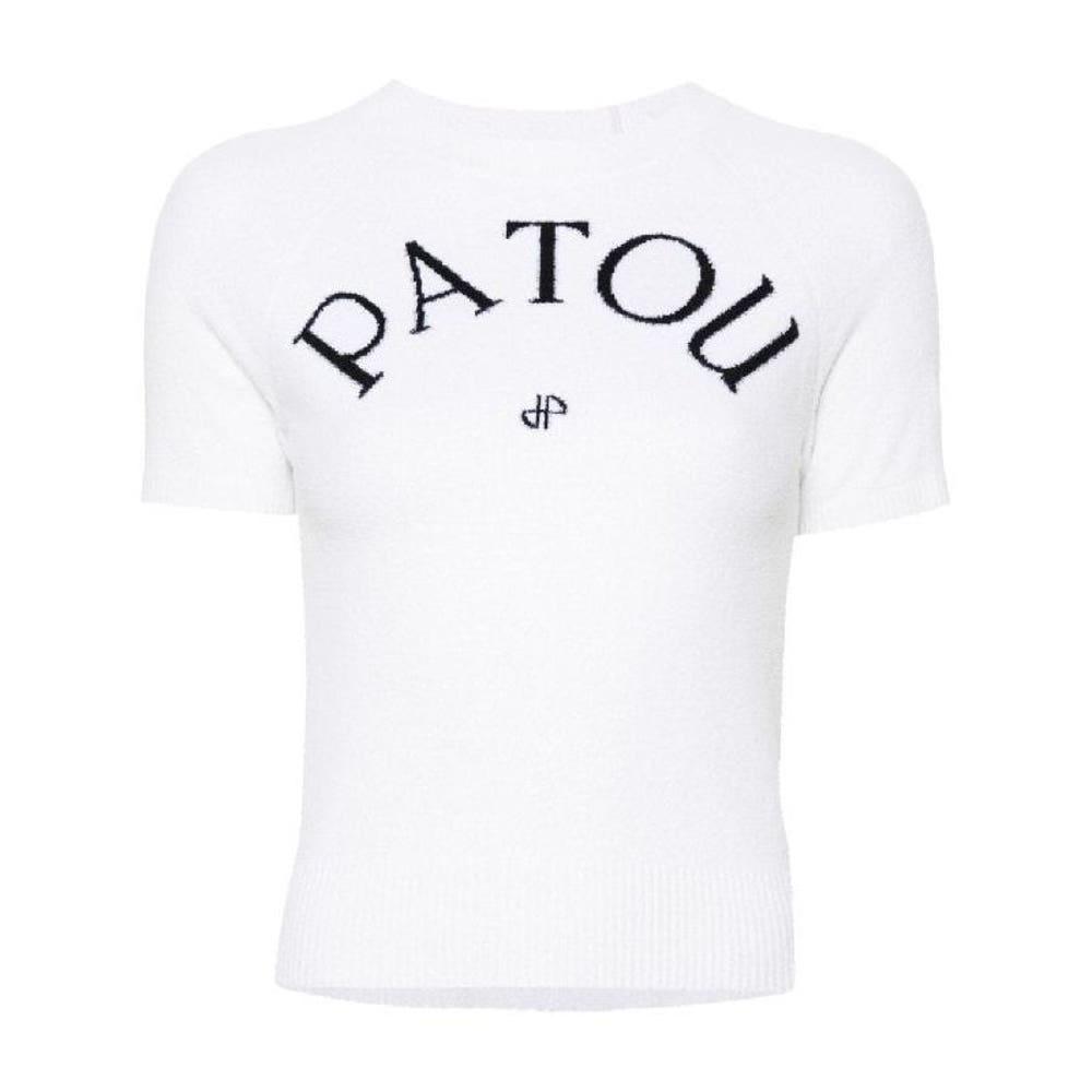 파투 자카드 로고 반팔 니트 KN156 8068 001W