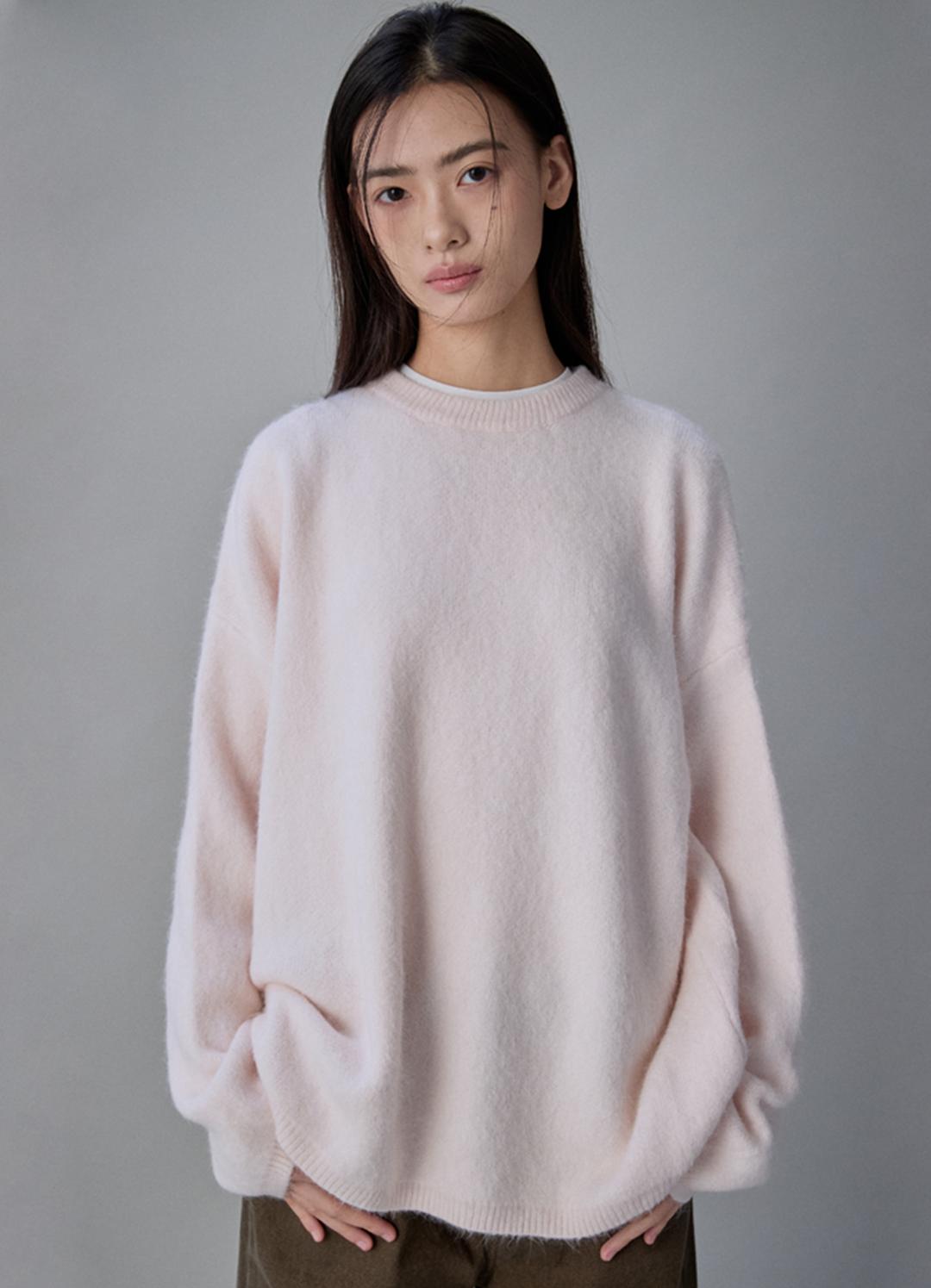 Coquet Soft Angora Hairy Knit Sweater Baby Pink