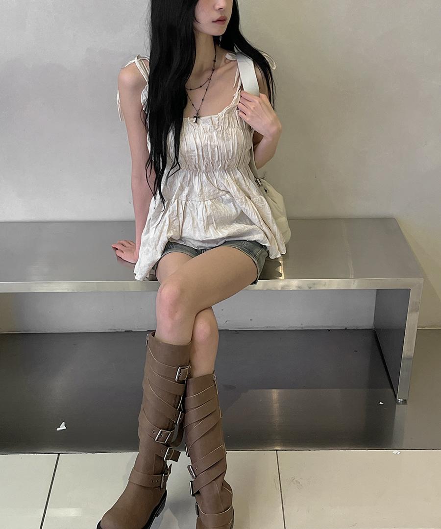 [빠른출발] 모리 스모크 린넨 슬리브리스 (ivory)