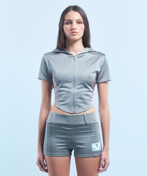 CORSET LINE ZIP HOODIE (KHAKI)