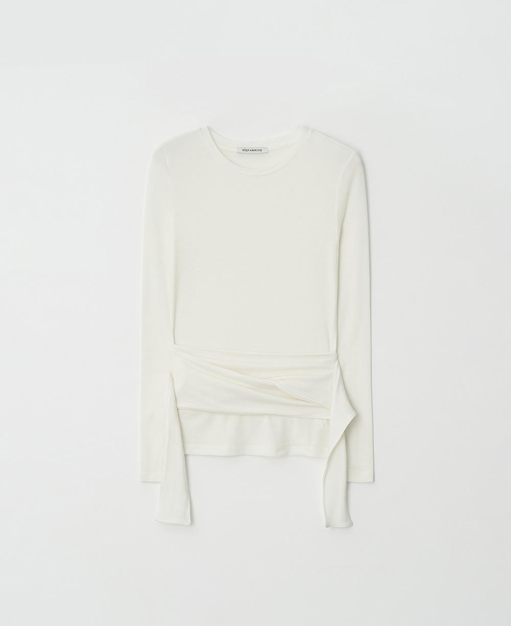 Waist wrap round wool t-shirts_IVORY