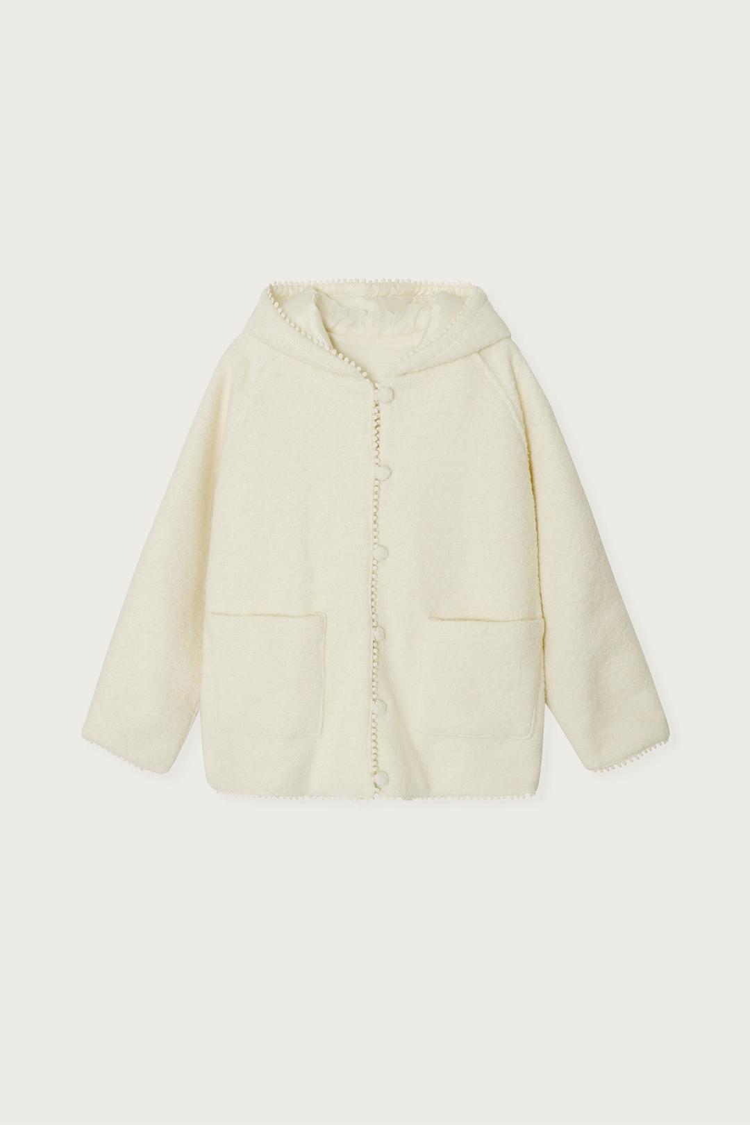 HOODED BOUCLE CARDIGAN DOVE