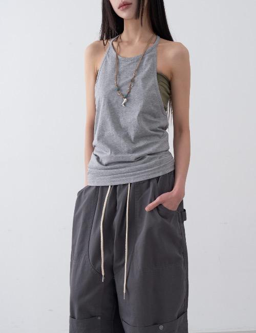 back slit halter sleeveless