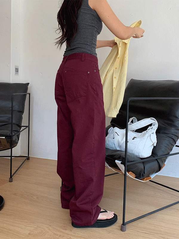 back line cotton pants (burgundy)