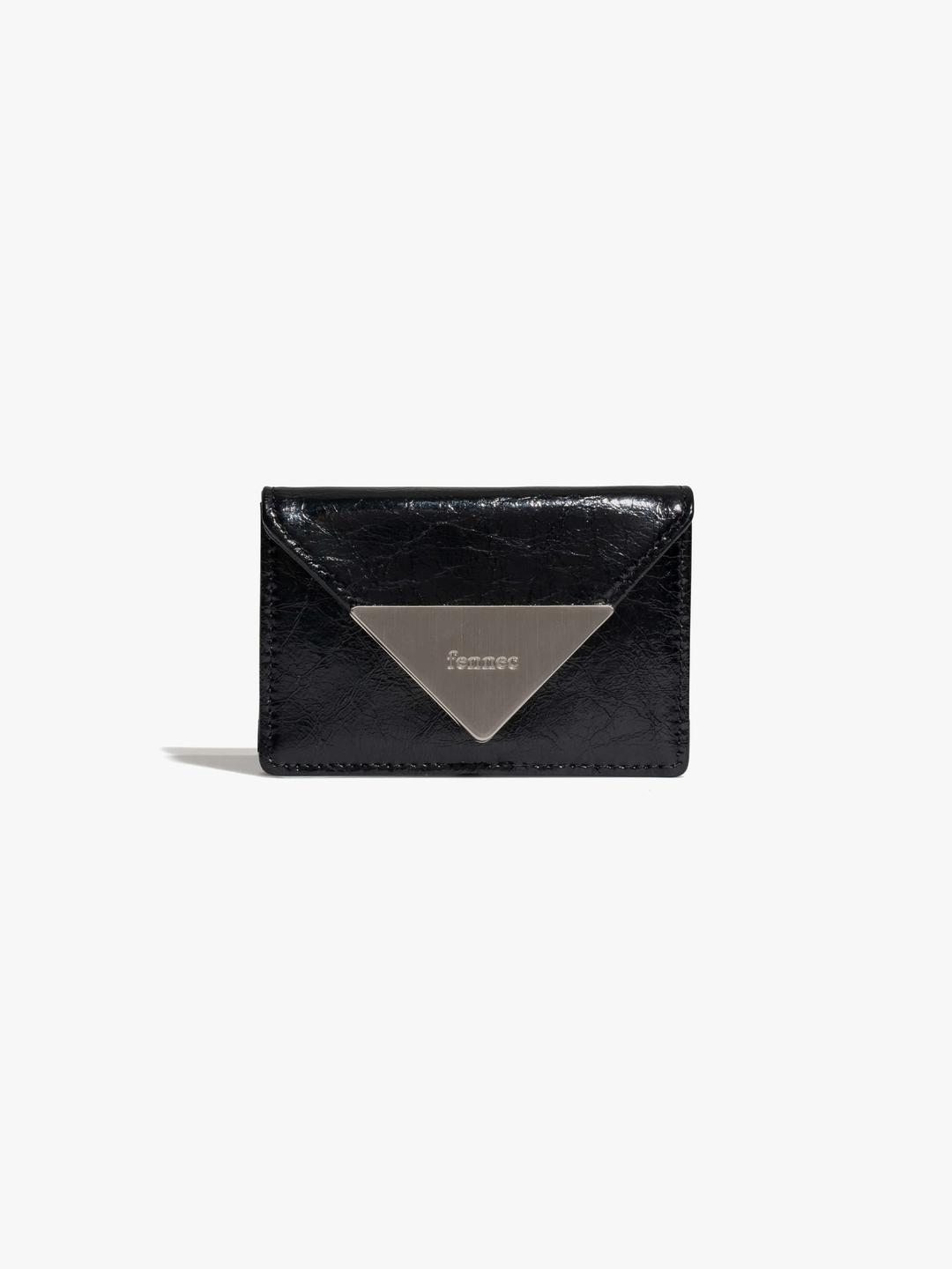 CRINKLE TRIANGLE ACCORDION POCKET - BLACK
