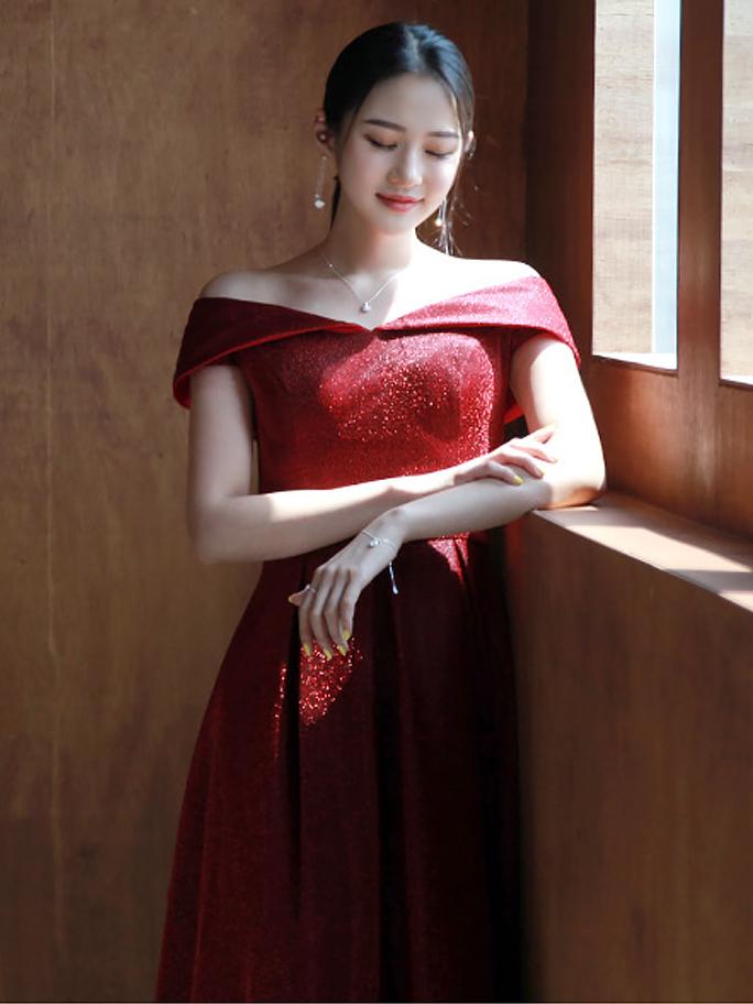 펄 오프숄더 (레드) 드레스(S-4XL코르셋) / 연주드레스 파티드레스 2부드레스 피로연드레스 유색드레스