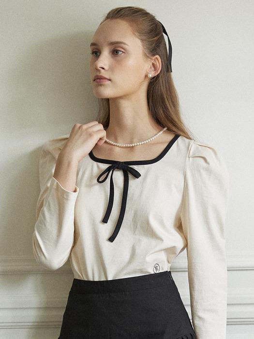 Ribbon Puff T-shirt - Ivory