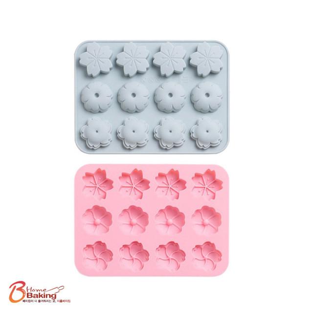 차칸쿡 실리콘몰드 꽃모양3종12구 벚꽃외 랜덤1개 초콜릿틀 젤리 얼음트레이 베이킹팬 도구