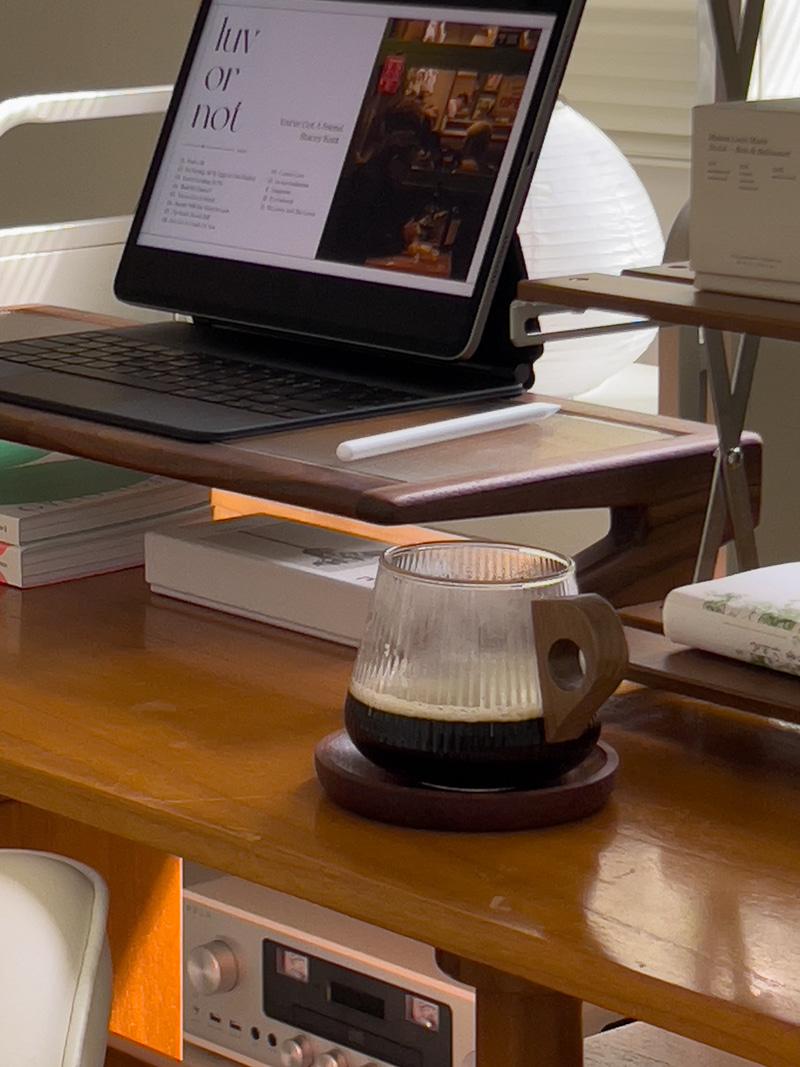 우드 손잡이 글라스 소서 세트 2종