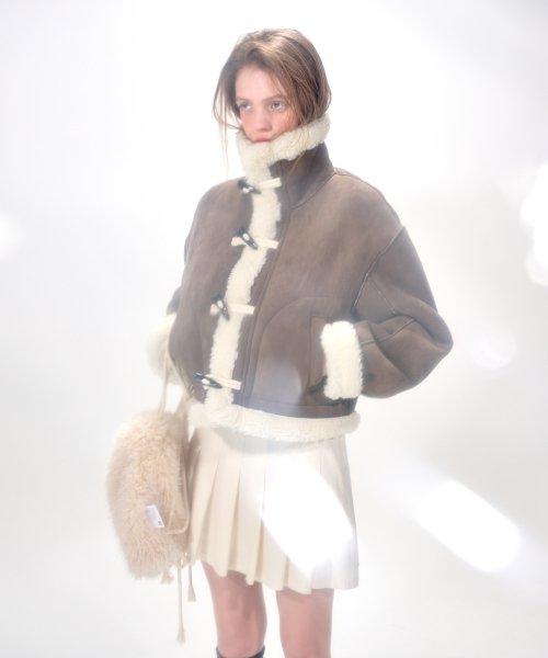 에트몽(ETMON)  High-Neck Suede Mustang Coat, Brown - 사이즈 & 후기 | 무신사