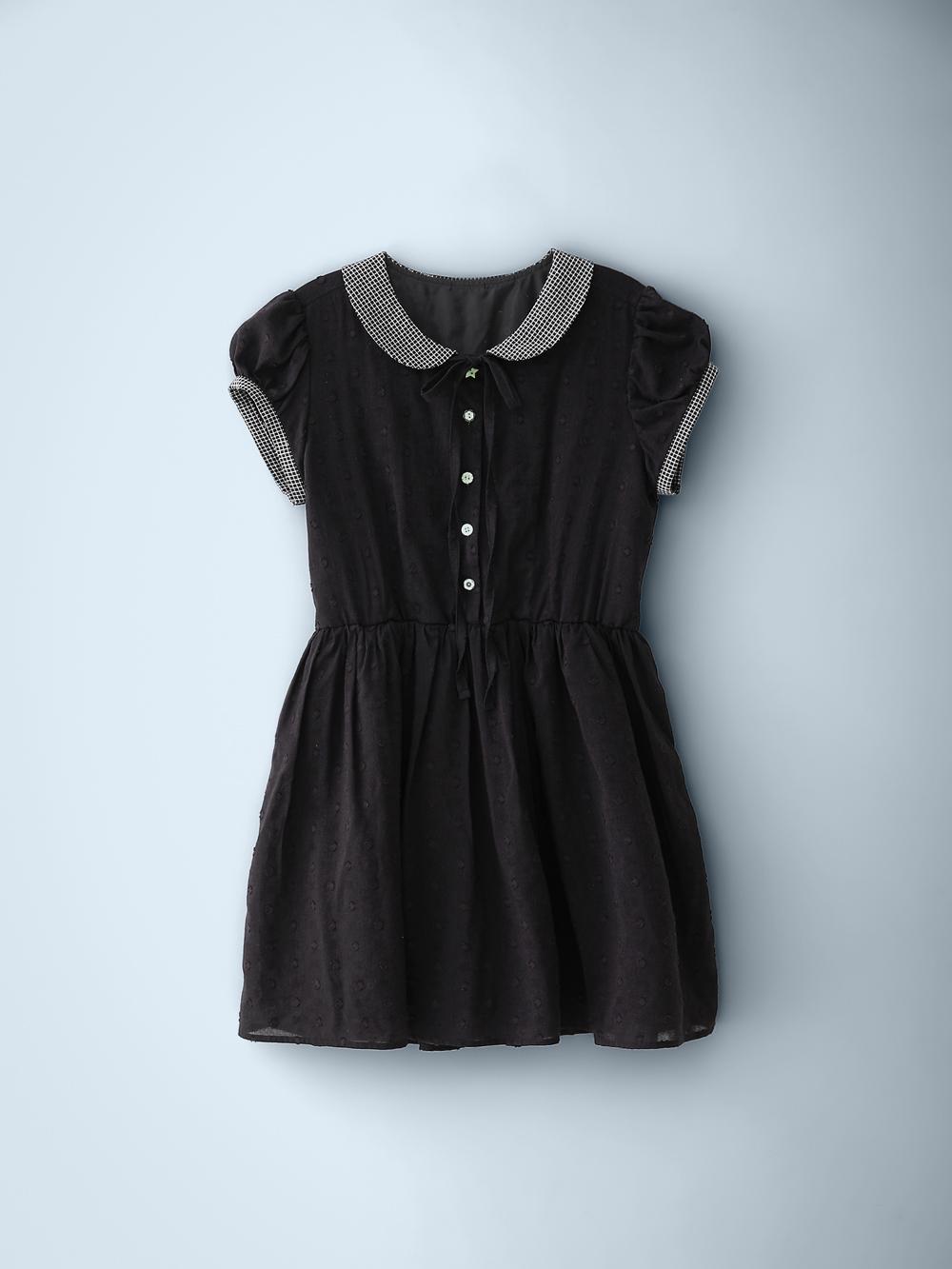 Buttons Collar Dress Black