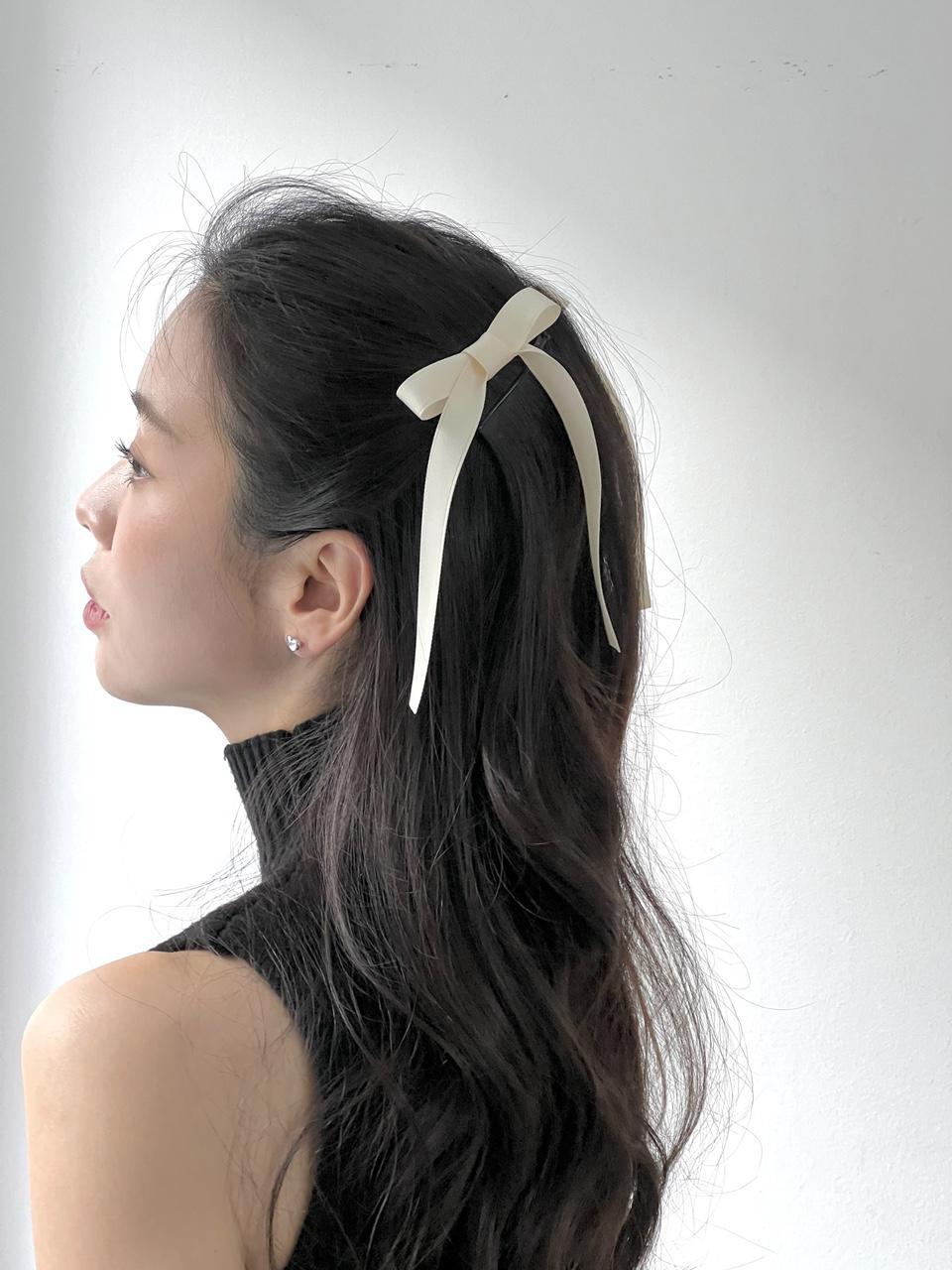 모노플로르 🎀키치 슬림 롱 꼬리 리본핀 2개 1쌍 러블리룩 양갈래 머리삔