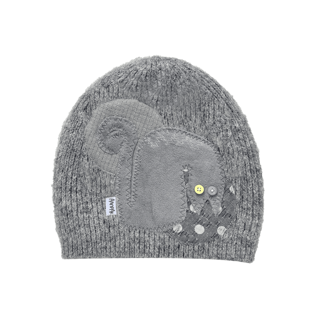 [Handmade] Gray Cat Spiral Patchwork Beanie