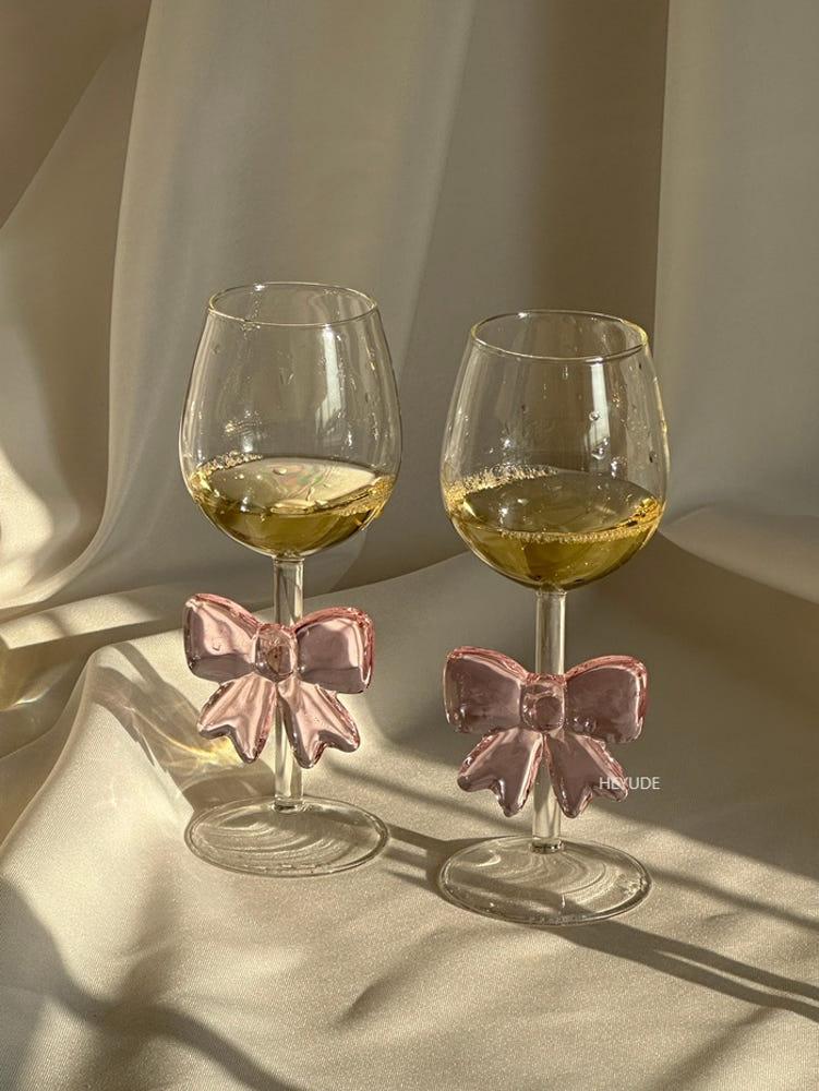 헤이유드 핑크리본 고블렛 귀여운 와인잔 홈파티 1P