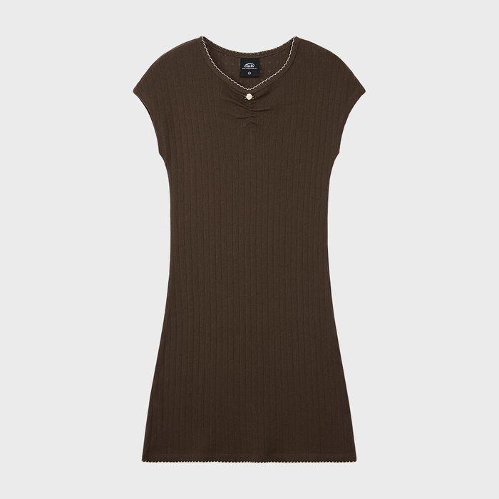 (WOMENS) MINI CORSAGE DRESS-BROWN