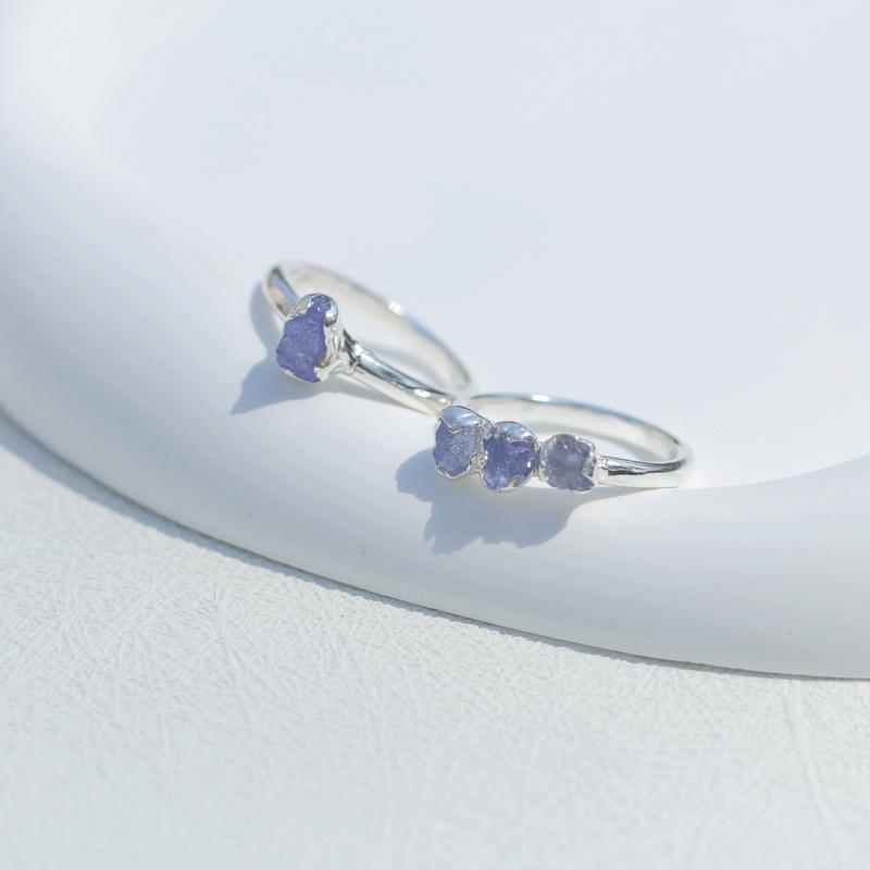Tanzanite fantasy silver ring