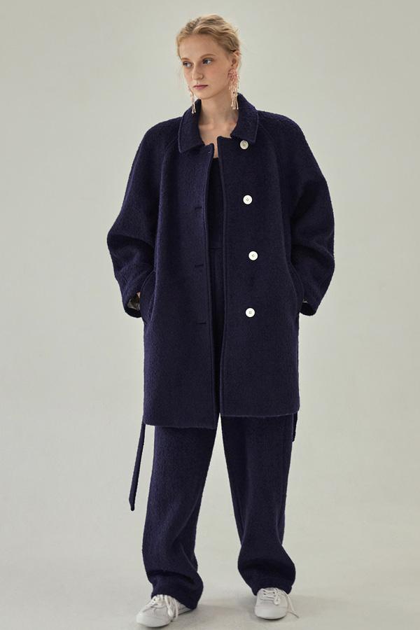 fluffy wool coat_navy
