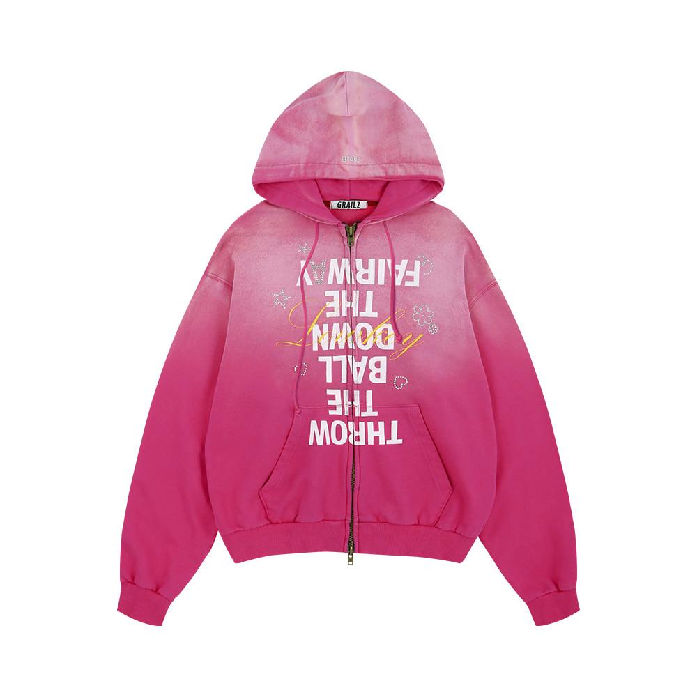 [10월 17일 예약 발송] OVER GRAPHIC VINTAGE ZIP HOODIE [PINK]